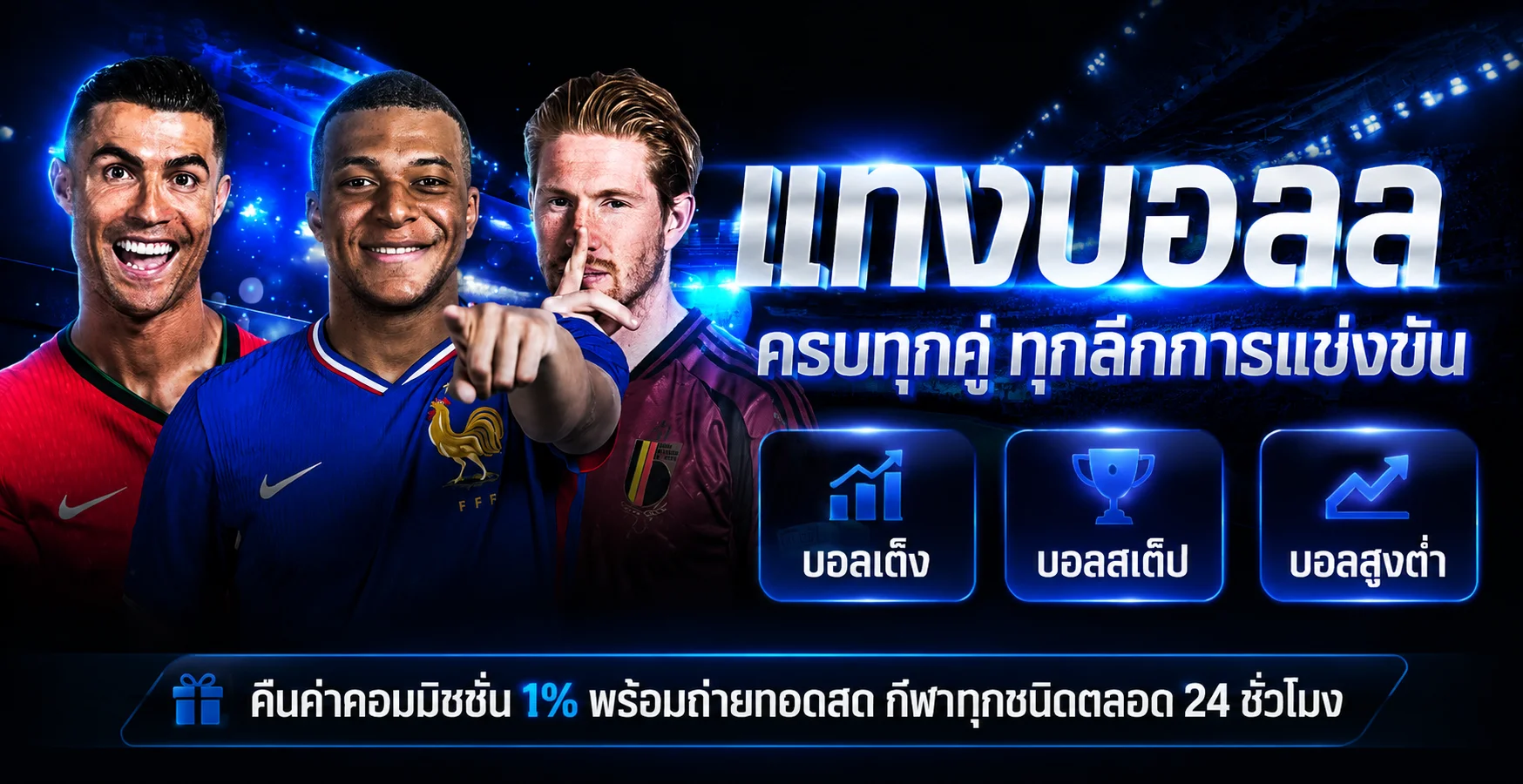 แบนเนอร์ผลบอลสด UFATHAILAND พร้อมลีกฟุตบอลและมาสคอตเกม